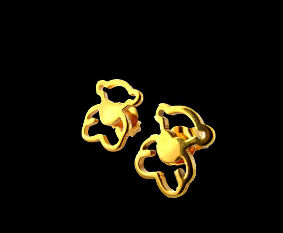 Aros Exclusivos Oso Corazón Baño De Oro 18kt Osito Corazón-1