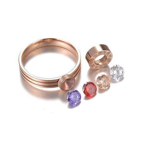 Anillo Cambio De Circones 4 Colores Baño Oro nros Romanos-1