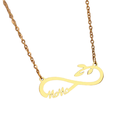 Collar Corazón Infinito Mamá Baño Oro 18kt Día De La Madre-0