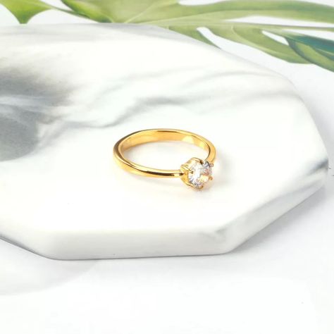 Anillo Compromiso Solitario Toque De Oro 18kt-3