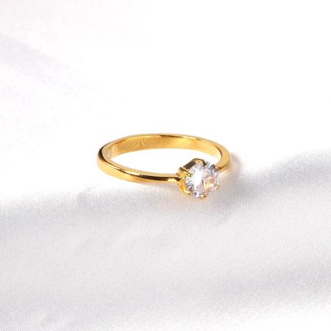 Anillo Compromiso Solitario Toque De Oro 18kt-4