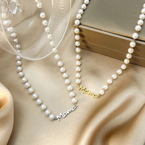 Collar Perlas oro Mamá especial día de la madre mujer - Plata-1