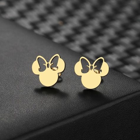 Aros Minnie Mouse Oro 18kt Bañado - Niña Mujer LUXURYJOYASCL-1