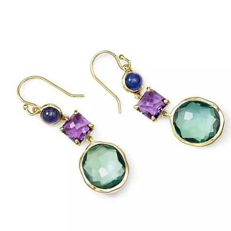 Aros De Cristales Oro 24kt Multicolores Ntl bañado- Niña Mujer-0