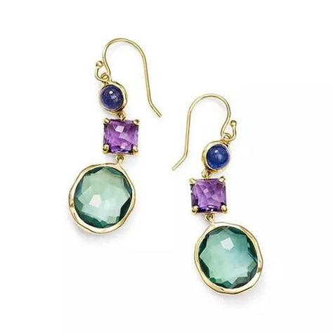 Aros De Cristales Oro 24kt Multicolores Ntl bañado- Niña Mujer-1