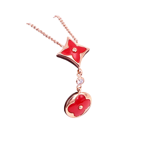 Collar Exclusivo Flor Oro 18kgp Colores Rojo-0
