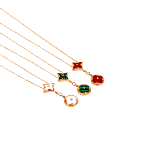 Collar Exclusivo Flor Oro 18kgp Colores Rojo-1