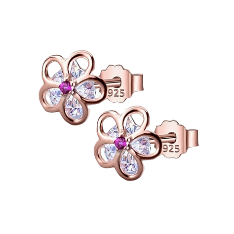Oferta Aros Flor Baño Oro 18kt Hecho Con Cristal-0