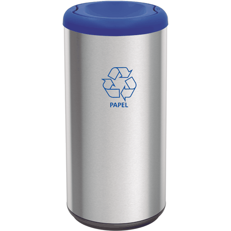 Basurero De Acero Inoxidable 40 L. De Capacidad, Aro Azul-0