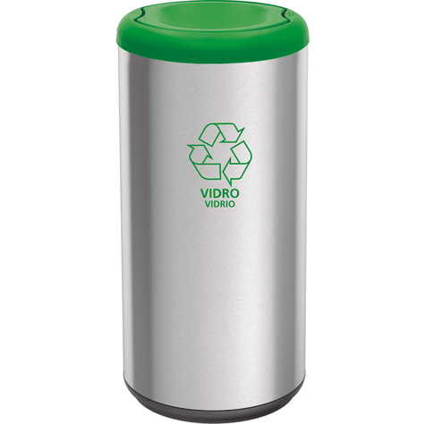 Basurero De Acero Inoxidable 40 L. De Capacidad, Aro Verde-0