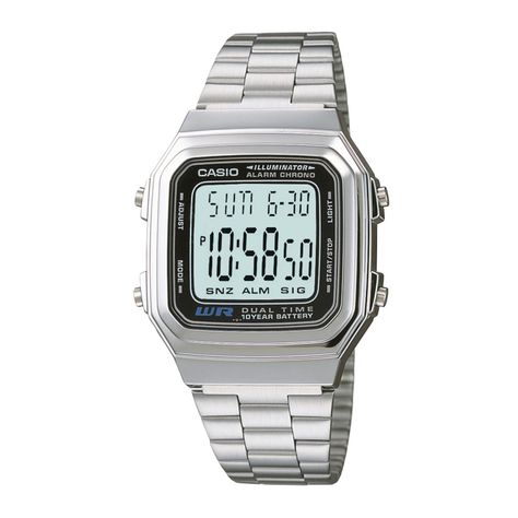 Reloj CASIO A178WA-1ADF Resina/Cromado Unisex Plateado-0