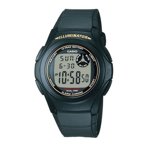 Reloj CASIO F-200W-9ADF Resina Juvenil Negro-0