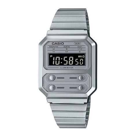 Reloj CASIO A100WE-7BDF Resina/Cromado Unisex Plateado-0