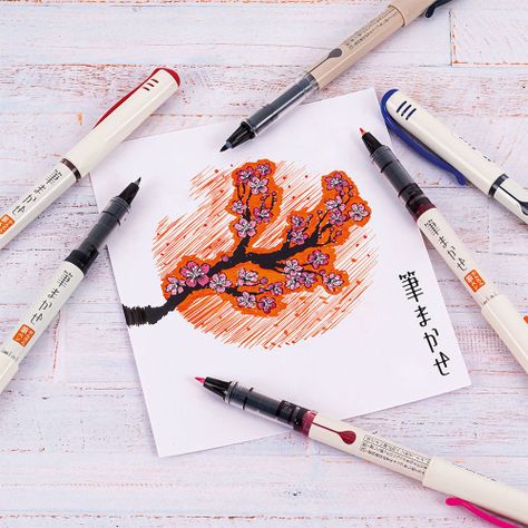 Set 6 Pinceles Brush Pen Fude Makase Punta Extrafina Pilot-1