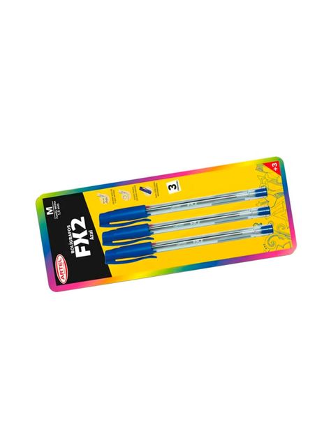 Set 3 Bolígrafos Fx2 1.0mm Azul Artel-1