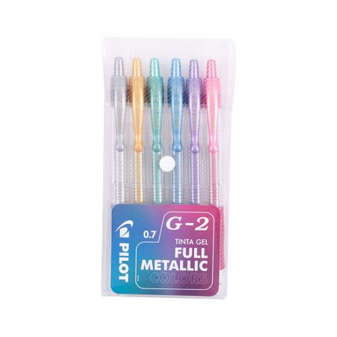 Set 6 Lápices Gel G-2 0.7mm Metalicos Pilot -0