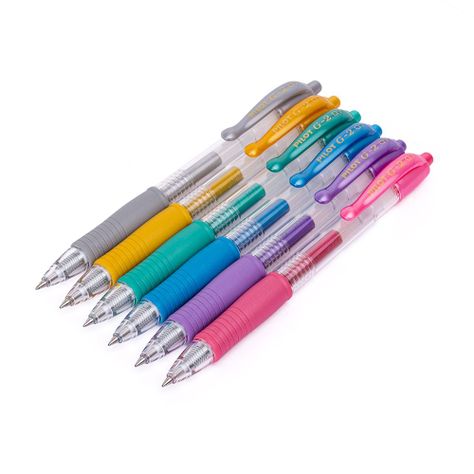 Set 6 Lápices Gel G-2 0.7mm Metalicos Pilot -1