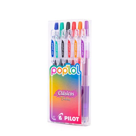Set 6 Lápices Gel Poplol 0.7mm Clasicos Pilot-1