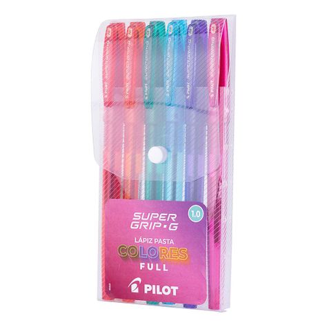 Set 6 Lápices Pasta Super Grip G 1.0mm Full Color Pilot-0