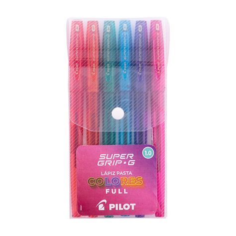 Set 6 Lápices Pasta Super Grip G 1.0mm Full Color Pilot-1