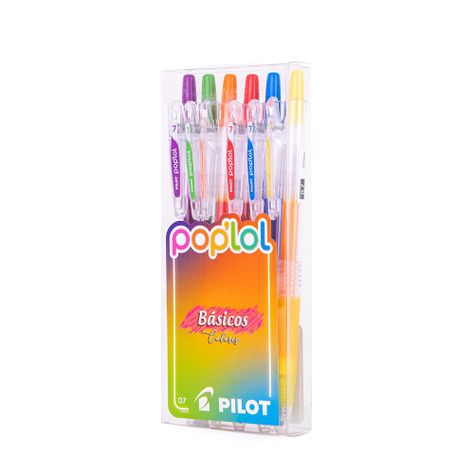 Set 6 Lápices Gel Poplol 0.7mm Basicos Pilot-1