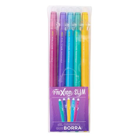 Set 5 Lápices Gel Frixion Ball Slim 0.38mm (0.7) Pilot-0