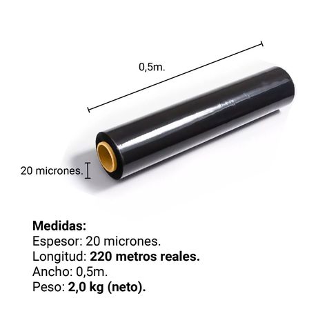 Caja 6 Rollo Film Stretch color negro de 2,3kg-1