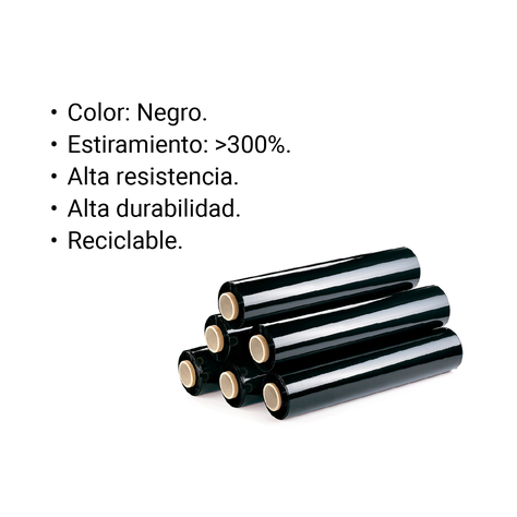 Caja 6 Rollo Film Stretch color negro de 2,3kg-2