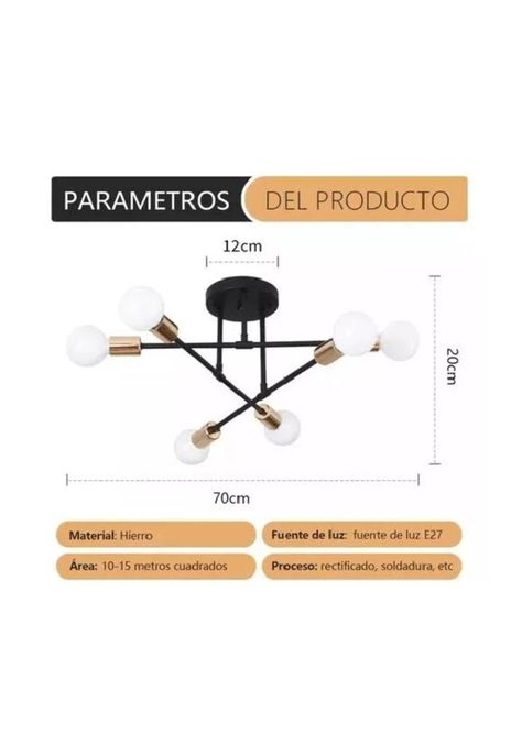 Lámpara de techo colgante moderna 6 focos color negro-1