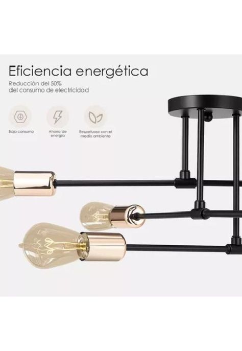 Lámpara de techo colgante moderna 6 focos color negro-3