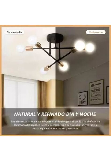 Lámpara de techo colgante moderna 6 focos color negro-6