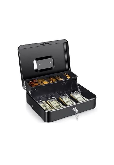 Caja fuerte de seguridad metálica para dinero con llaves ...-0