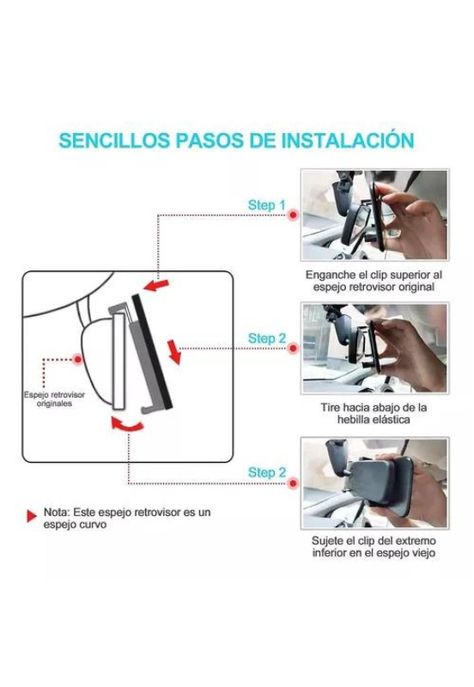 Espejo panorámico retrovisor gran angular para automóvil, color negro-5