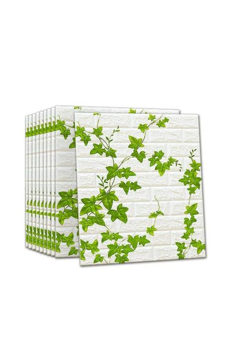 Pack de 10 láminas de papel mural 3D ladrillo blanco 77x70 cm-1
