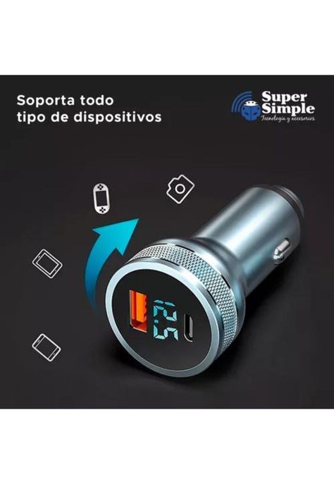 Cargador auto USB-C carga rápida 36W gris-4