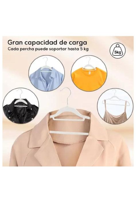 Set de 50 ganchos colgadores de ropa terciopelo gris-3