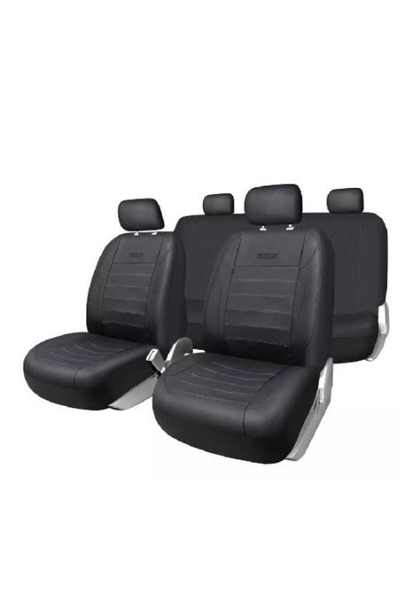 Funda cubre asiento auto universal ecocuero Grand Prix, color negro-0