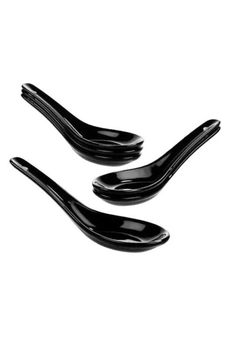 Pack cucharas cerámica porcelana negra ceviche negro-0
