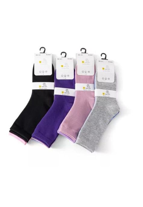 Pack de 12 pares de calcetines largos para mujer, lisos, suaves, 100% bambú, multicolor-3