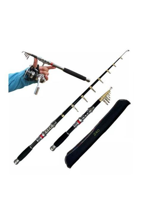 Caña de pescar profesional de 2,40m 2000gr para pesca pesada, negro-1