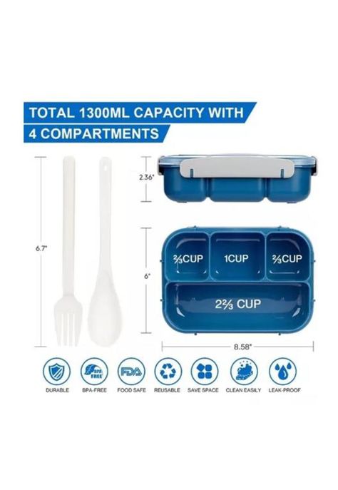 Bolso Lonchera Térmica y Fiambrera Set para Niños y Adultos - Color Azul-1