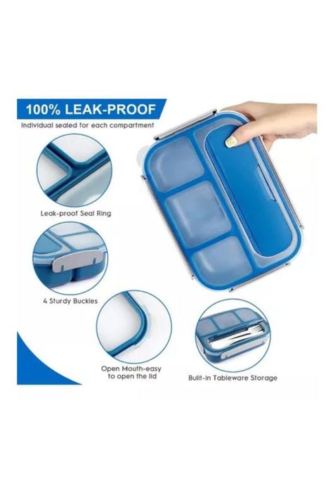 Bolso Lonchera Térmica y Fiambrera Set para Niños y Adultos - Color Azul-3