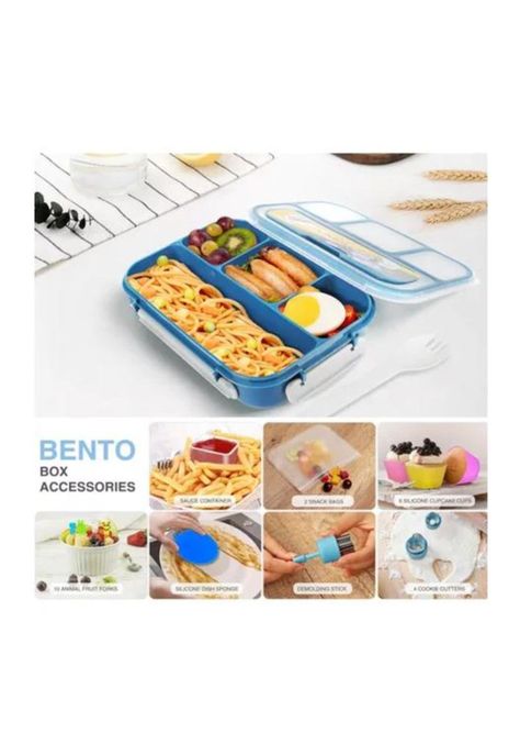 Bolso Lonchera Térmica y Fiambrera Set para Niños y Adultos - Color Azul-4