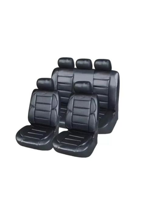 Funda asiento auto/camioneta eco cuero riñonera acolchada, color negro-0