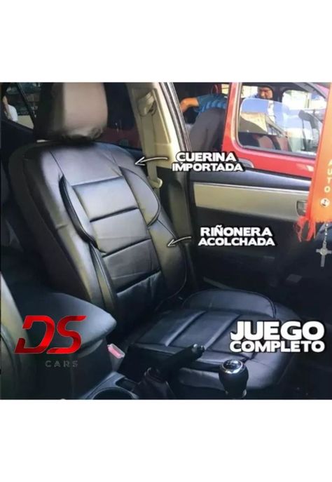 Funda asiento auto/camioneta eco cuero riñonera acolchada, color negro-1