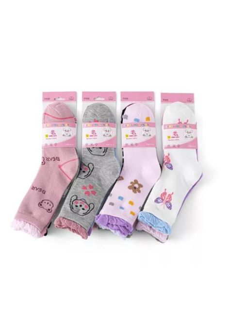 Pack de 12 pares de calcetines largos para niña, dibujos animados de bambú, tallas 2-10-6