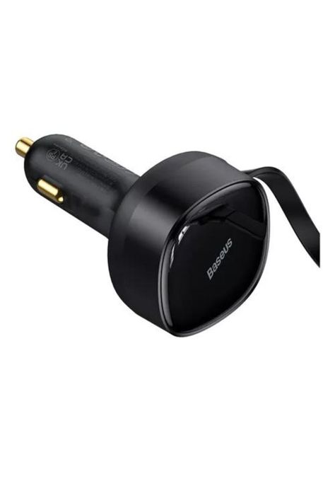 Cargador rápido auto Baseus 2 en 1 cable retráctil 30W negro-2