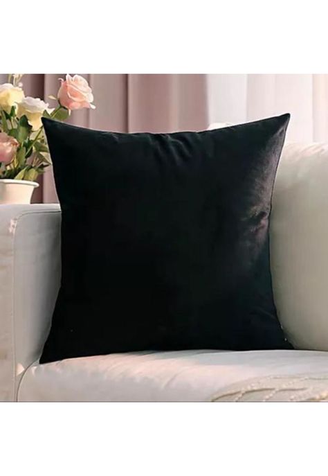Funda para Cojín Velvet Terciopelo Liso en Variedad de Colores - Negro-1