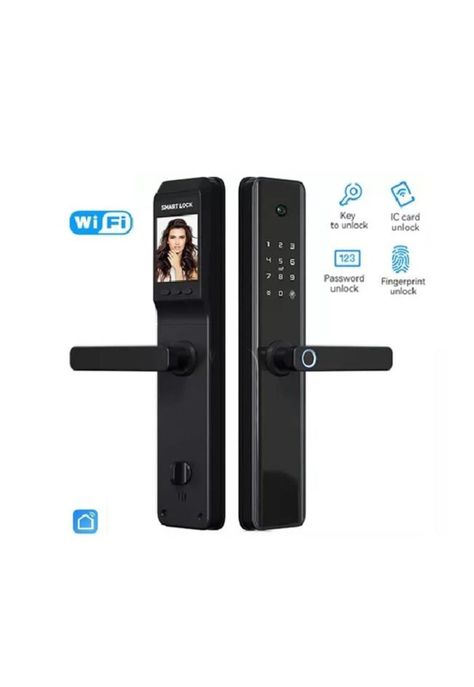Cerradura Inteligente Tuya Wifi Con Huella Digital y Cámara Negra-2
