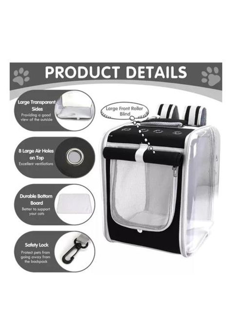 Bolso mochila porta perros jaula transporte perros y gatos negro-4